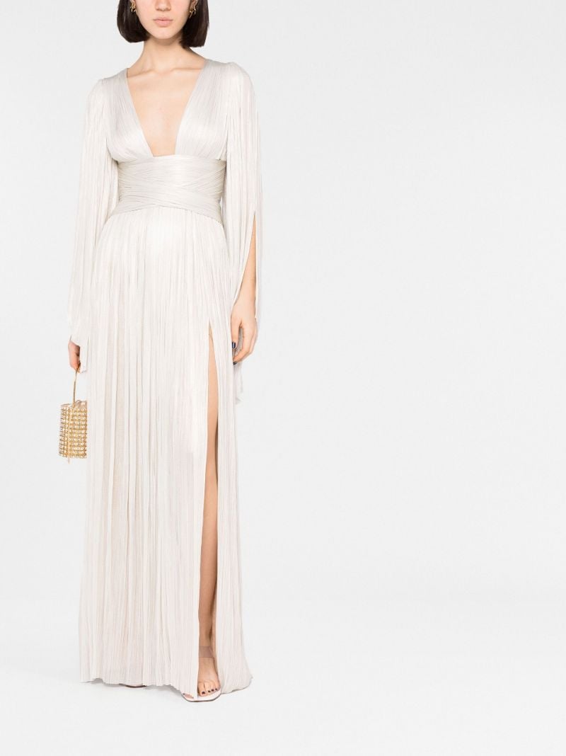 Neutral Alana Pleated Gown