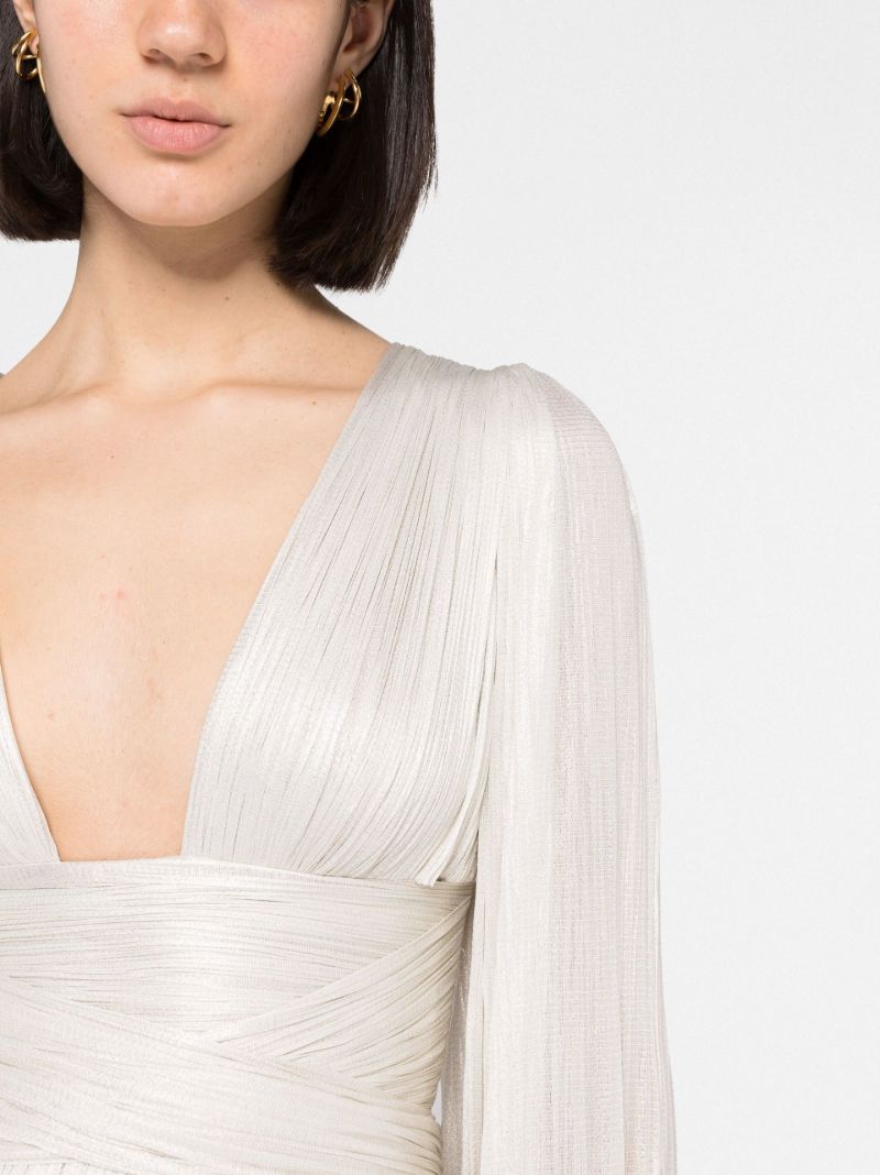 Neutral Alana Pleated Gown