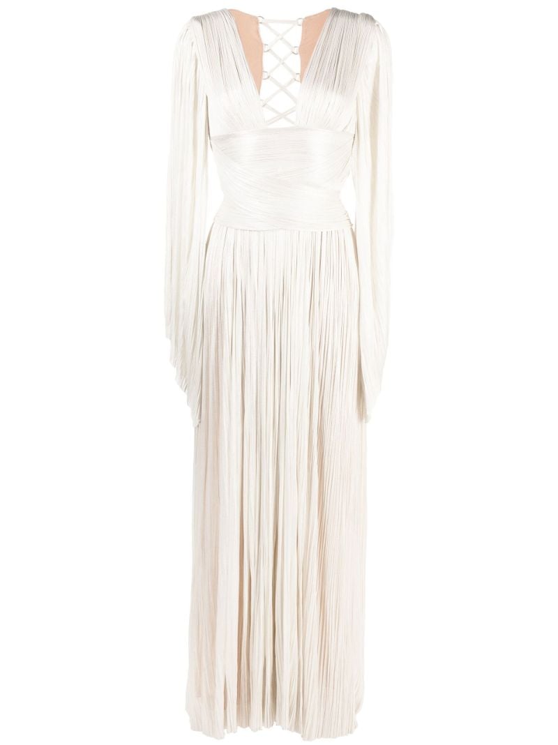 Neutral Alana Pleated Gown
