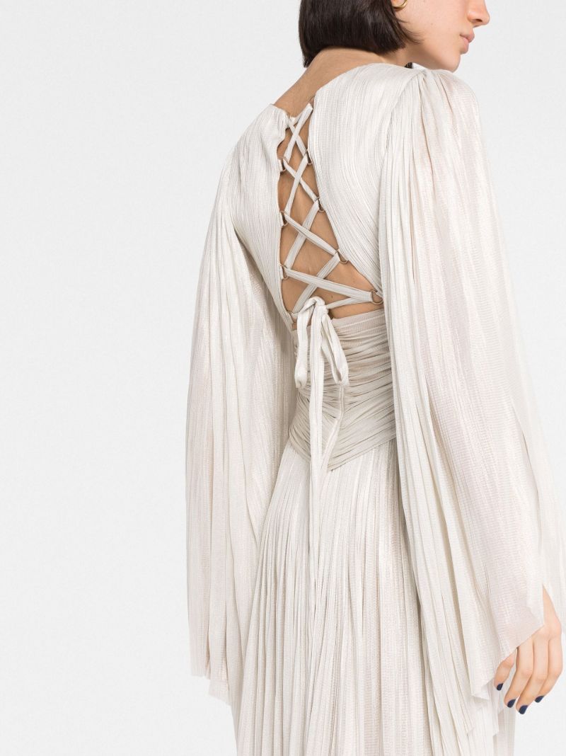 Neutral Alana Pleated Gown