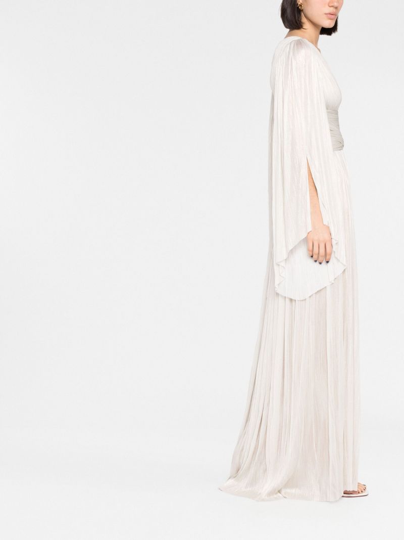 Neutral Alana Pleated Gown