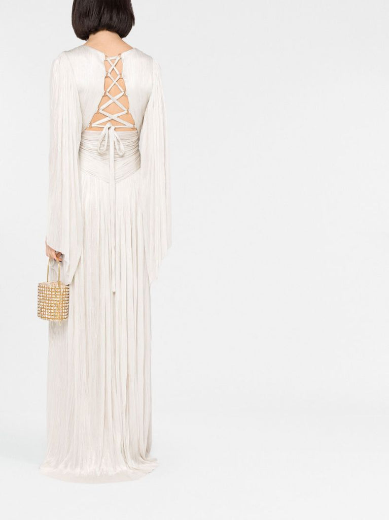 Neutral Alana Pleated Gown