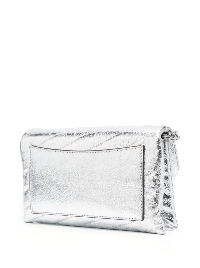 Silver Kira Chevron Leather Chain Wallet