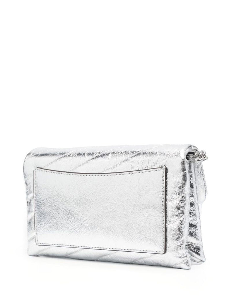 Silver Kira Chevron Leather Chain Wallet