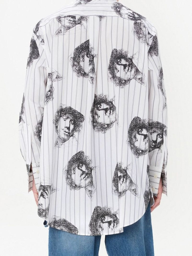 White Rembrandt Print Cotton Shirt