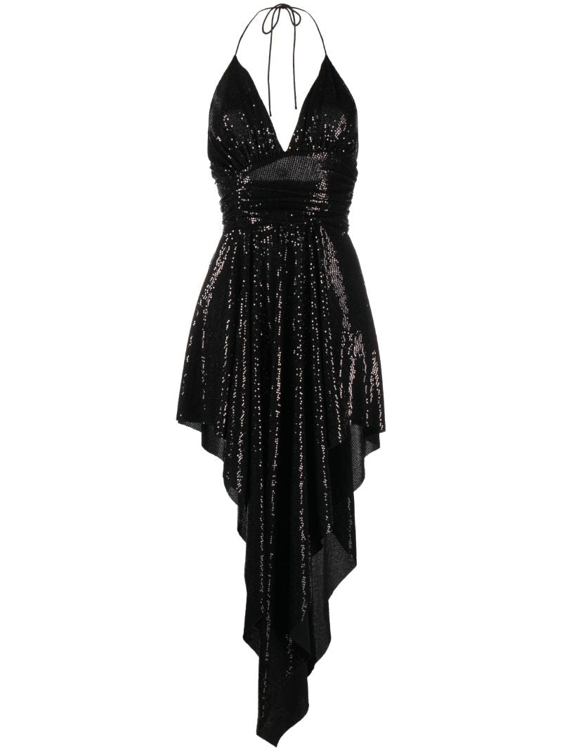 Black Sequin Halterneck Dress