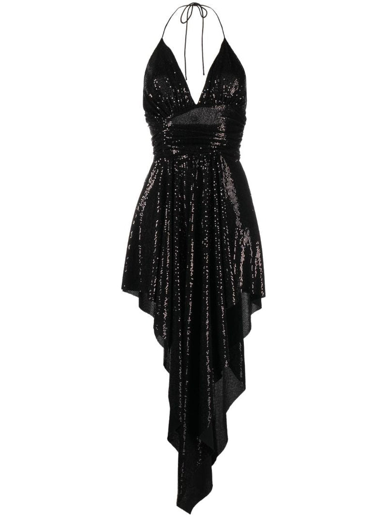 Black Sequin Halterneck Dress