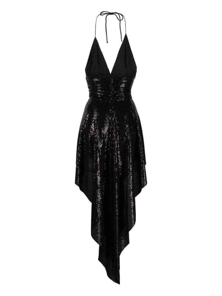 Black Sequin Halterneck Dress