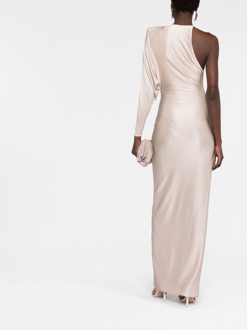 Neutral One-shoulder Maxi Dress