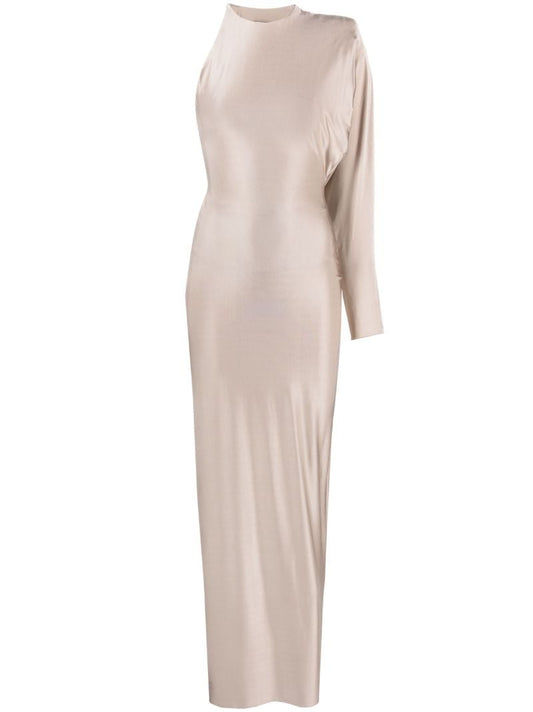 Neutral One-shoulder Maxi Dress
