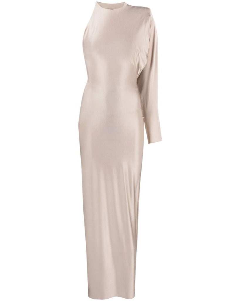 Neutral One-shoulder Maxi Dress