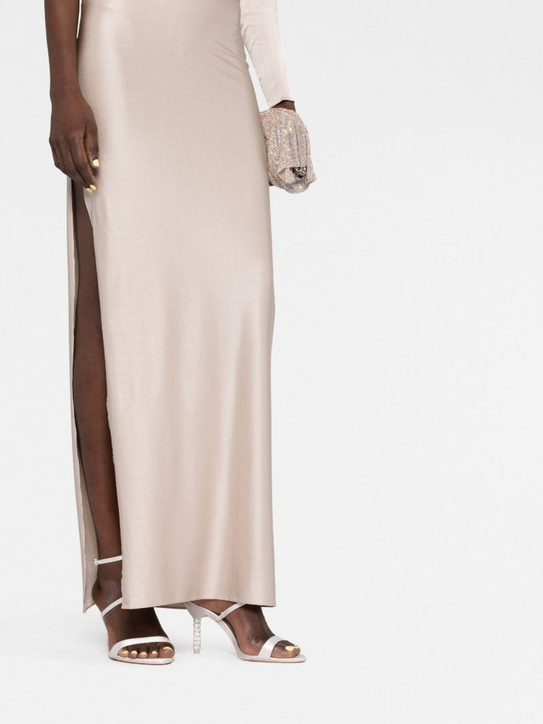 Neutral One-shoulder Maxi Dress