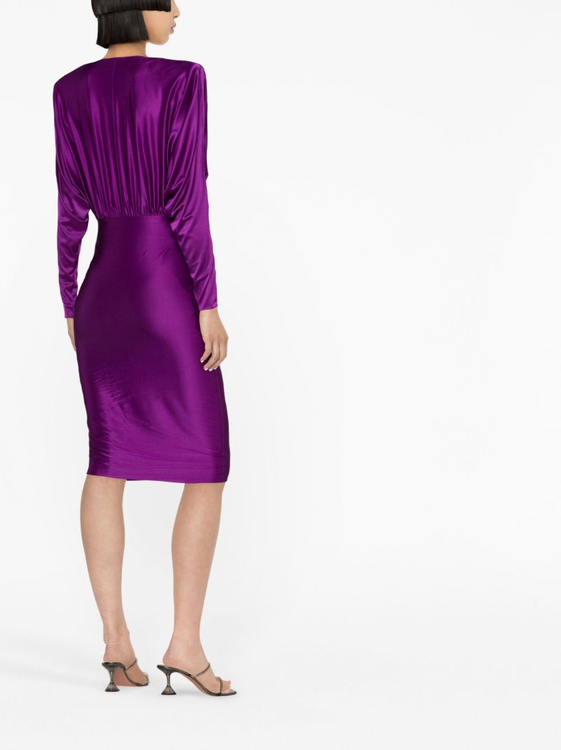 Purple Draped Midi Dress