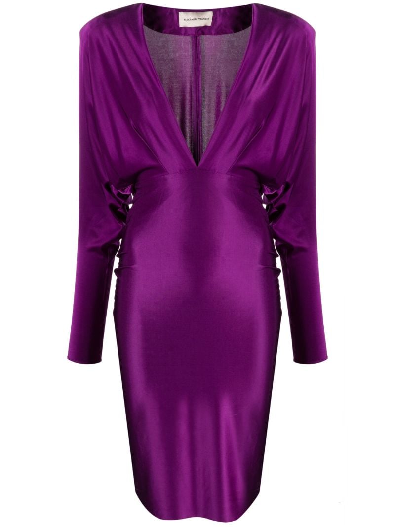 Purple Draped Midi Dress