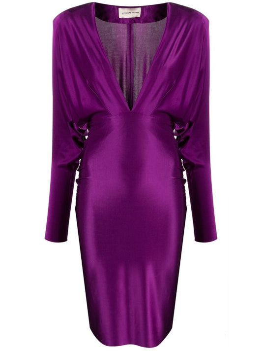 Purple Draped Midi Dress