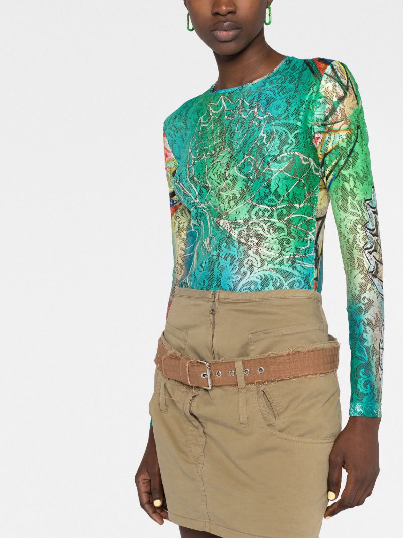 Green Dezol Butterfly Lace Top