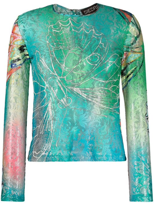 Green Dezol Butterfly Lace Top