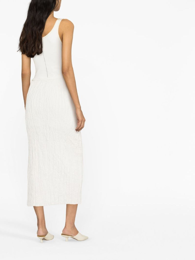 White Smocked Midi Skirt