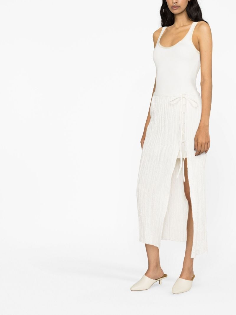 White Smocked Midi Skirt