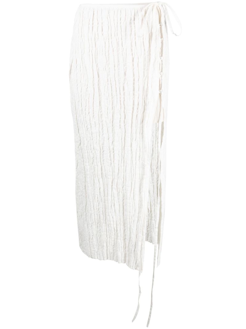 White Smocked Midi Skirt