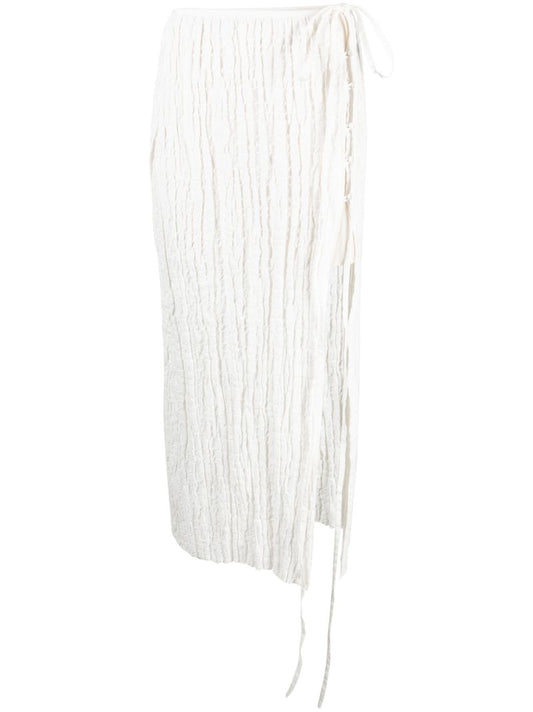 White Smocked Midi Skirt