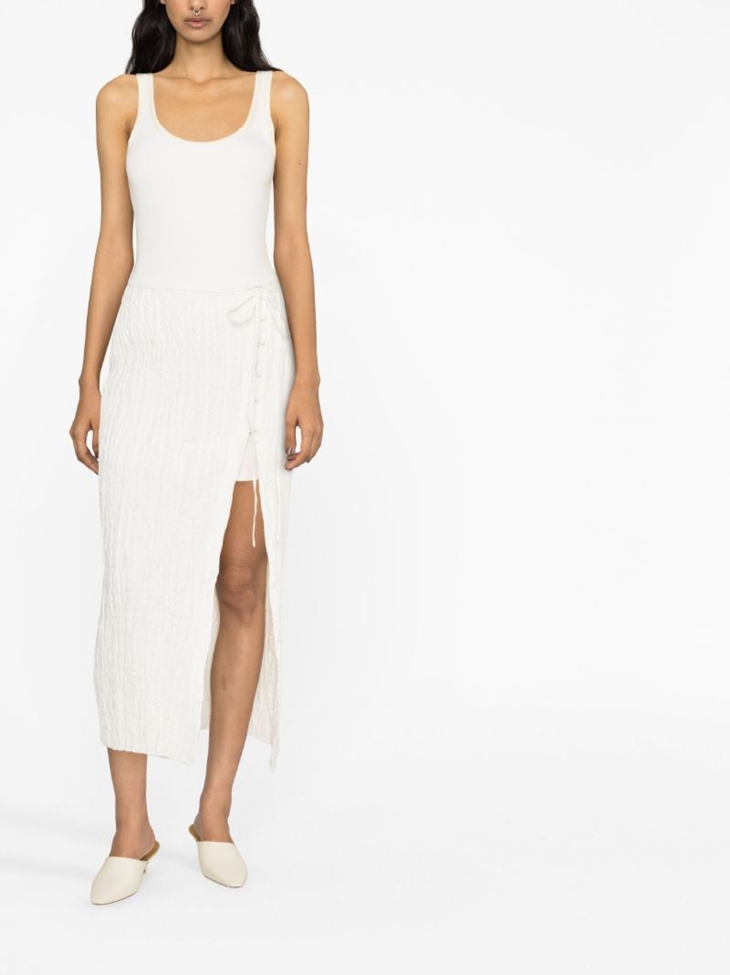 White Smocked Midi Skirt