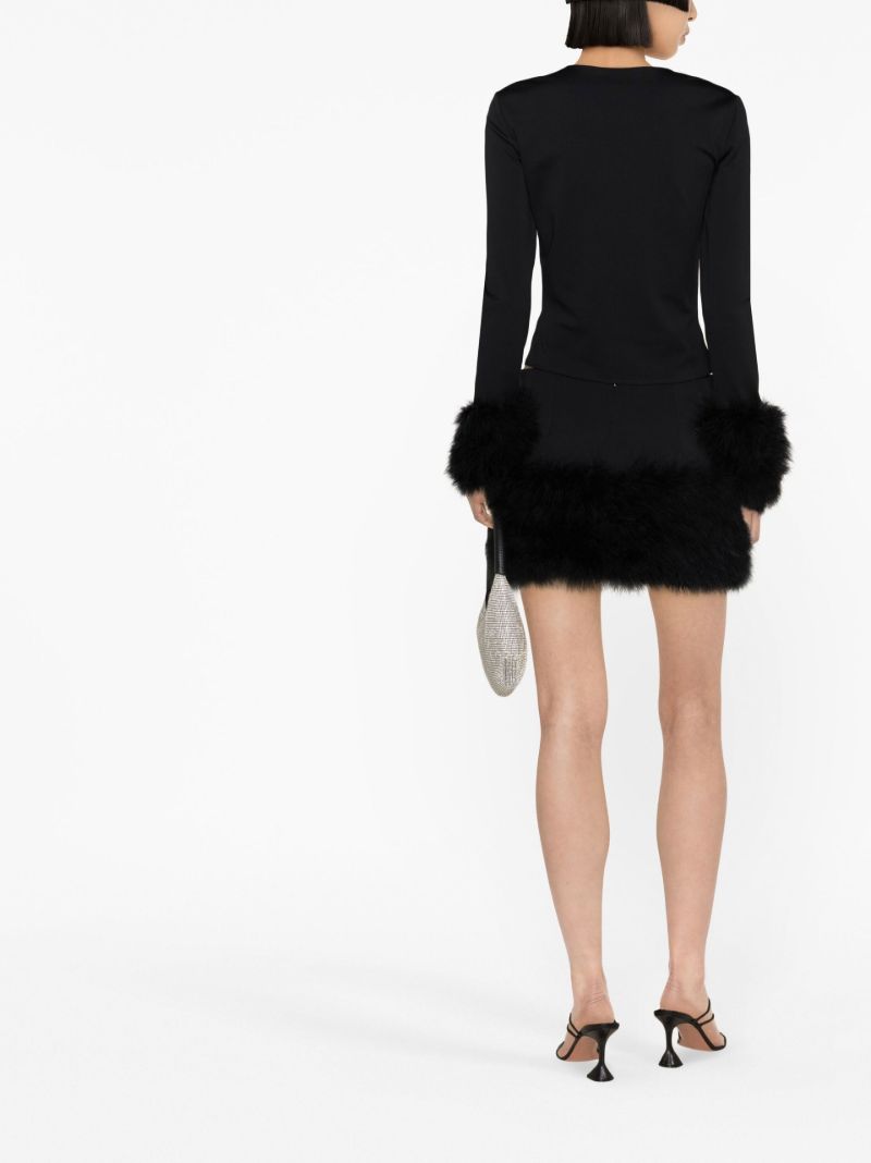 Black Tanith Feather Trim Top