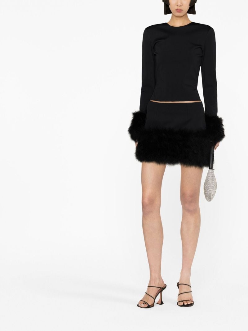Black Tanith Feather Trim Top