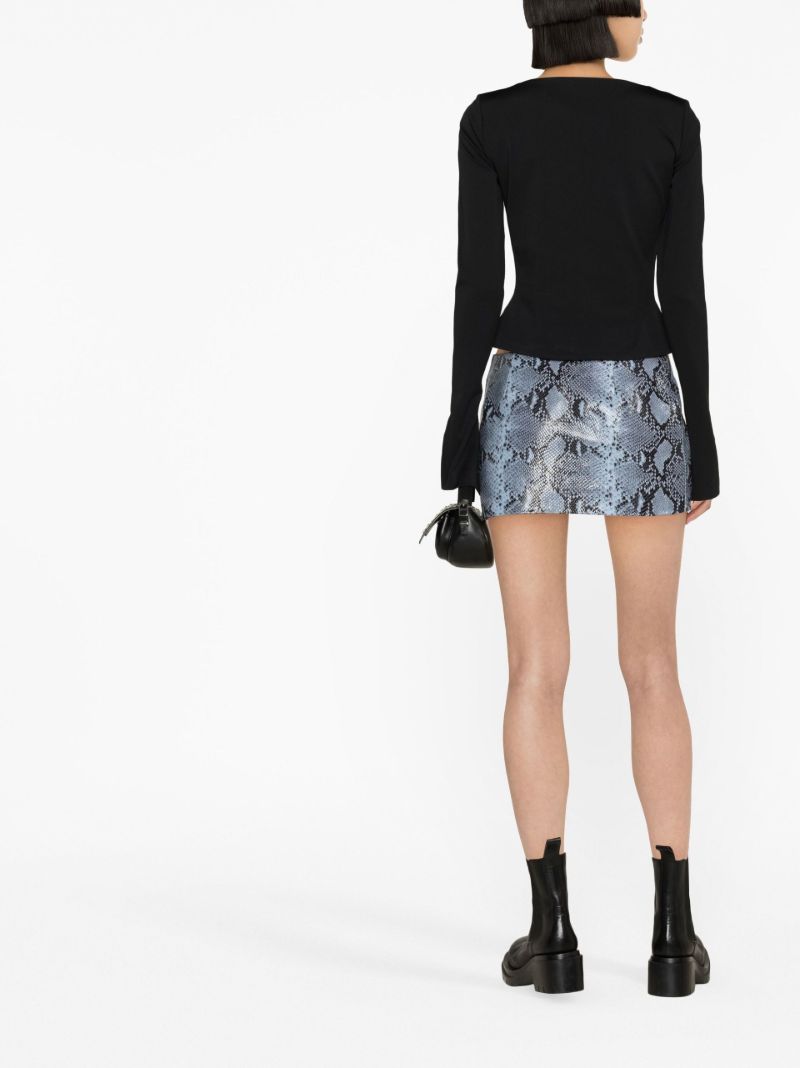 Blue Minerva Snakeskin Print Mini Skirt