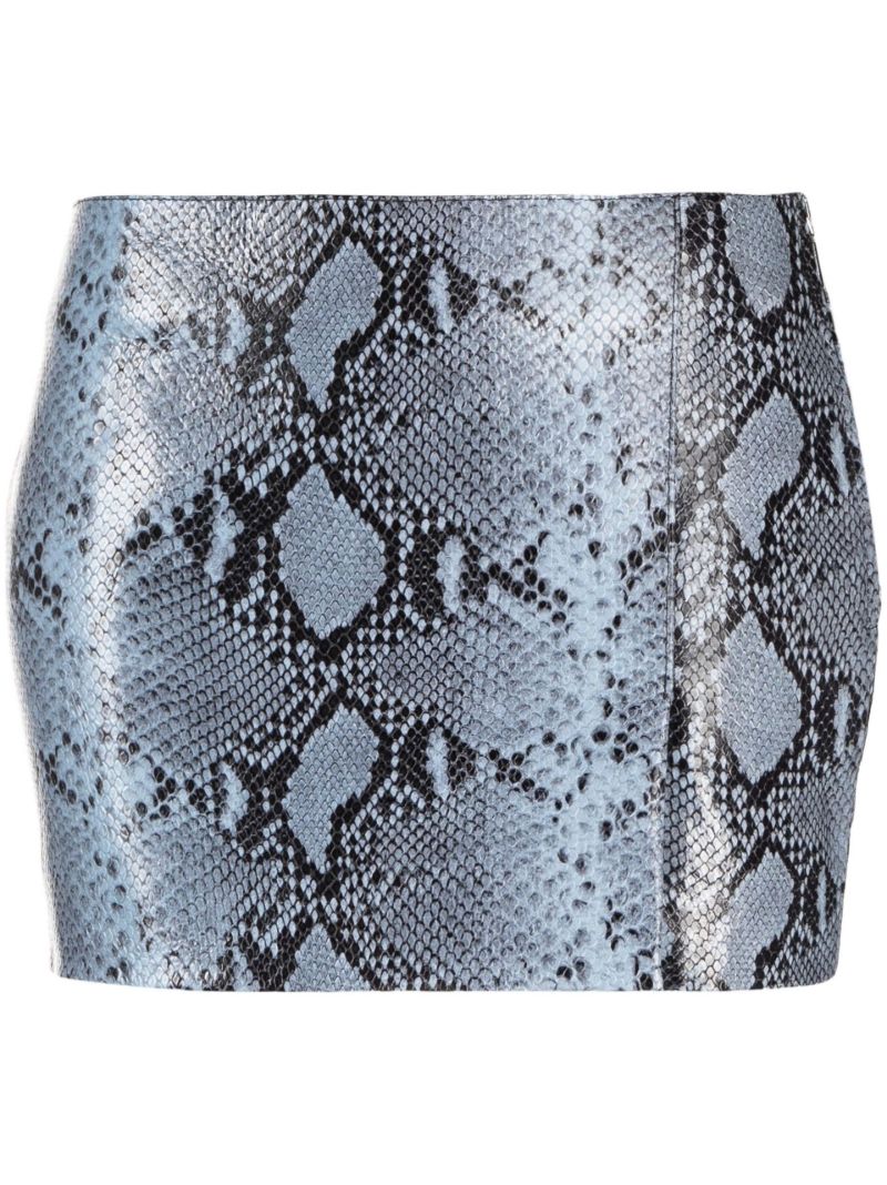 Blue Minerva Snakeskin Print Mini Skirt