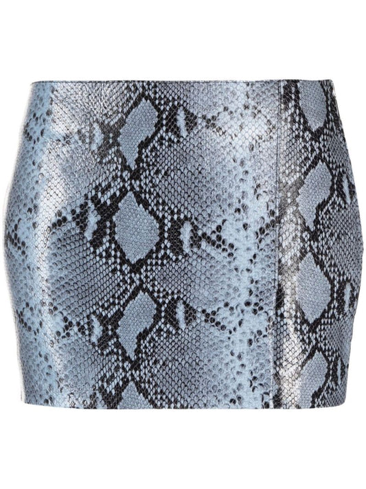 Blue Minerva Snakeskin Print Mini Skirt
