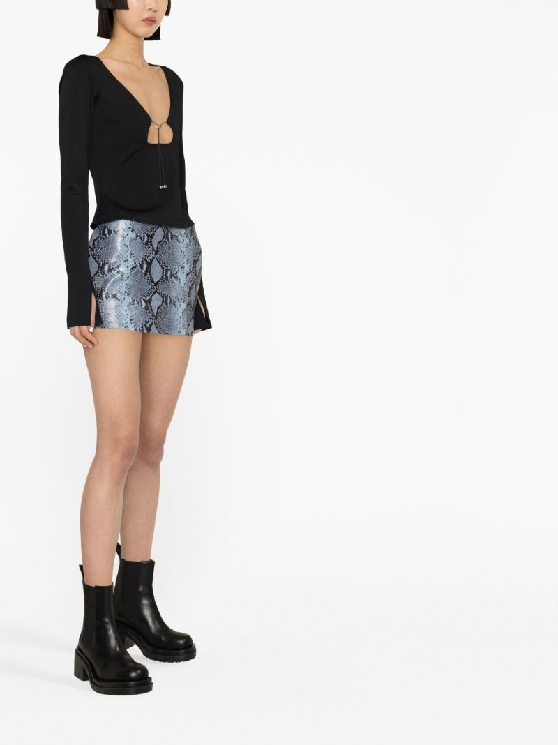 Blue Minerva Snakeskin Print Mini Skirt
