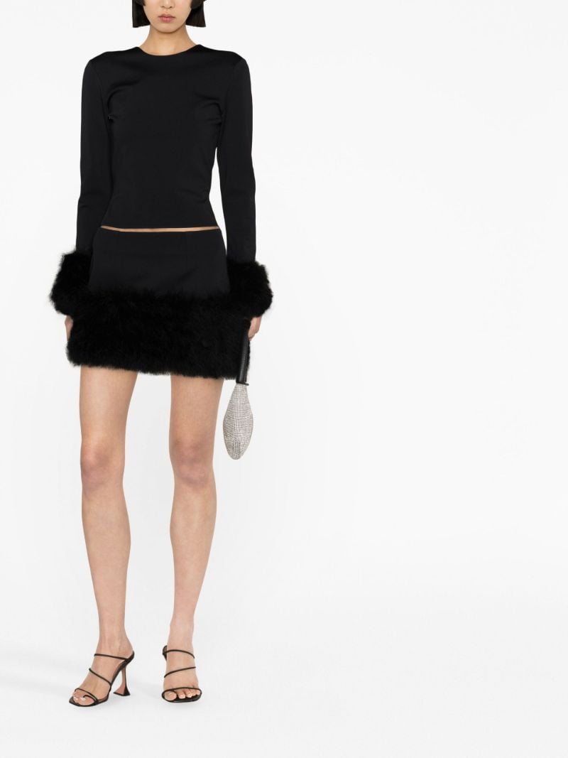 Black Haile Feather-trim Mini Skirt