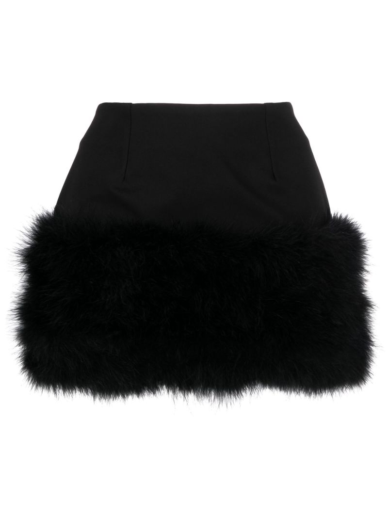 Black Haile Feather-trim Mini Skirt