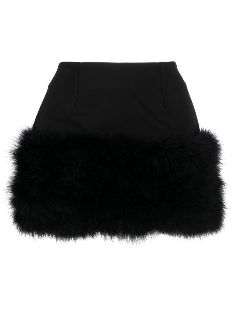 Black Haile Feather-trim Mini Skirt