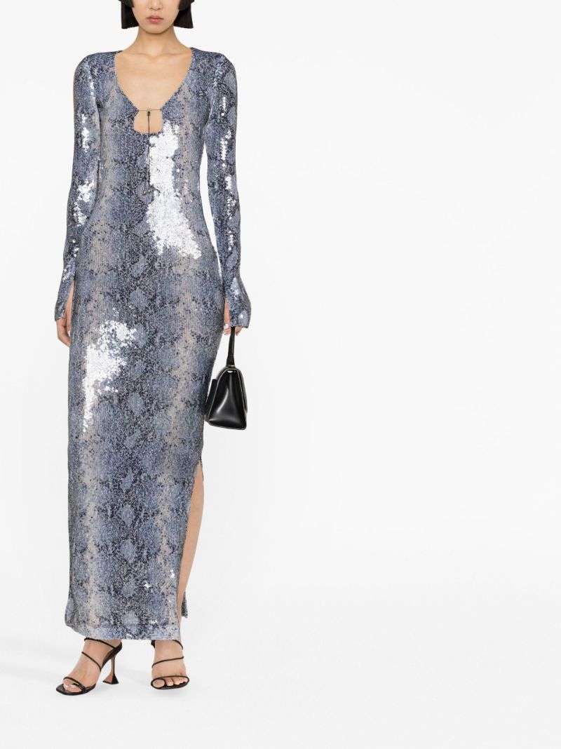 Grey Solaria Snakeskin Print Maxi Dress