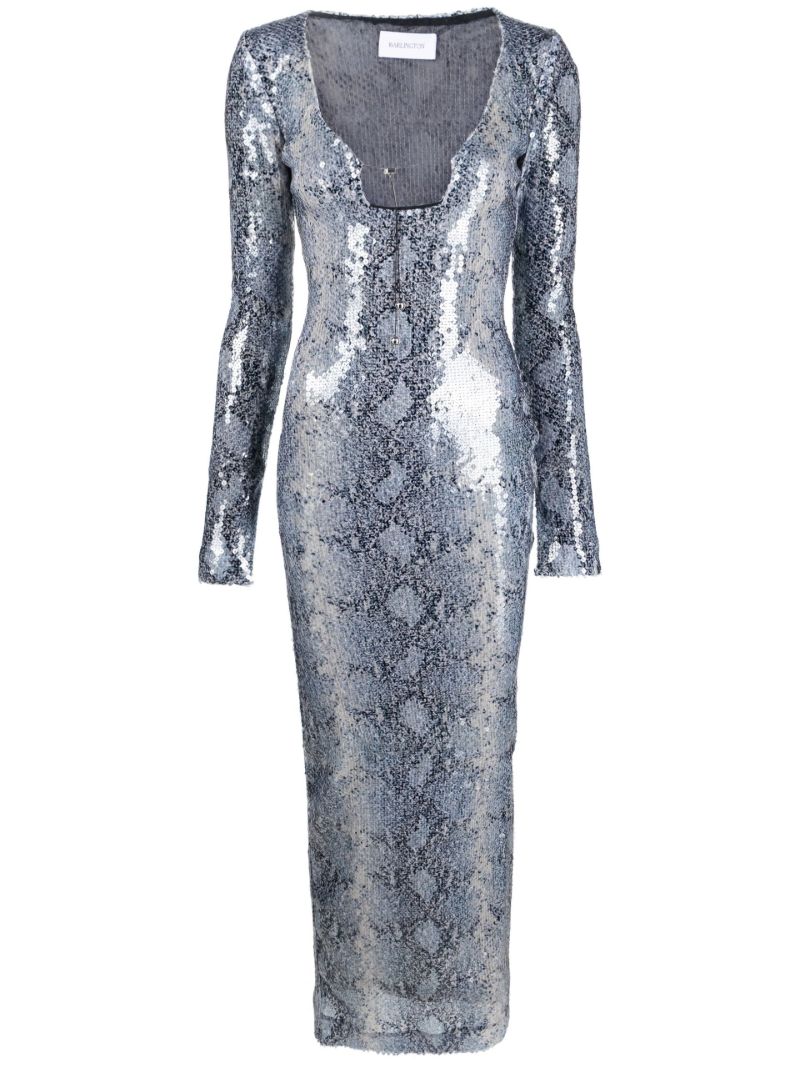 Grey Solaria Snakeskin Print Maxi Dress