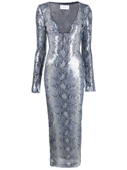 Grey Solaria Snakeskin Print Maxi Dress