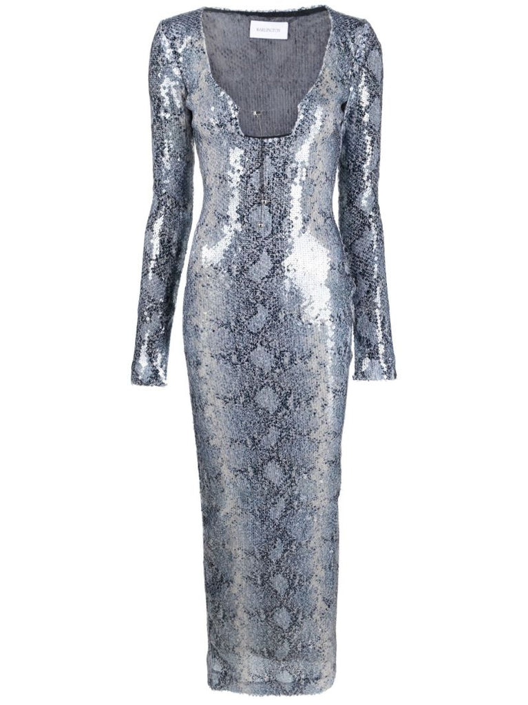 Grey Solaria Snakeskin Print Maxi Dress