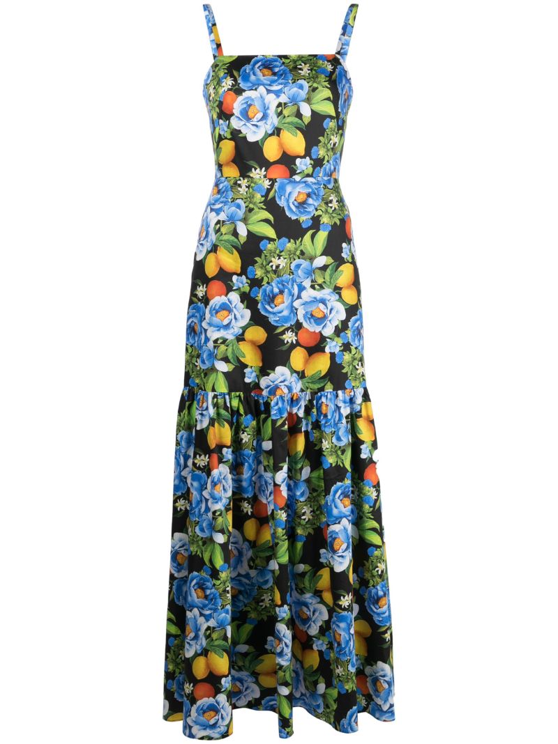 Black Cordelia Floral Print Maxi Dress