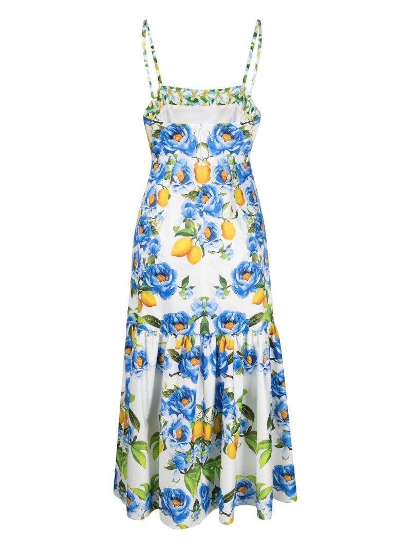 White Corniela Floral Print Midi Dress