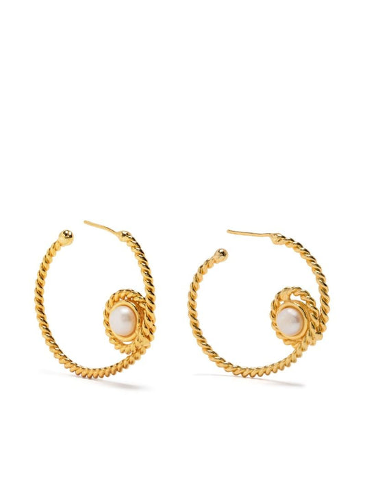 Gold-plated CrÃ_x0083_Â©ole Pearl Hoop Earrings