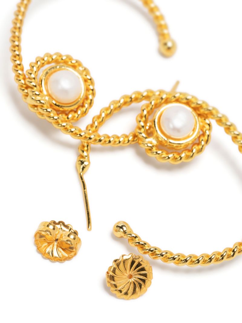 Gold-plated CrÃ_x0083_Â©ole Pearl Hoop Earrings