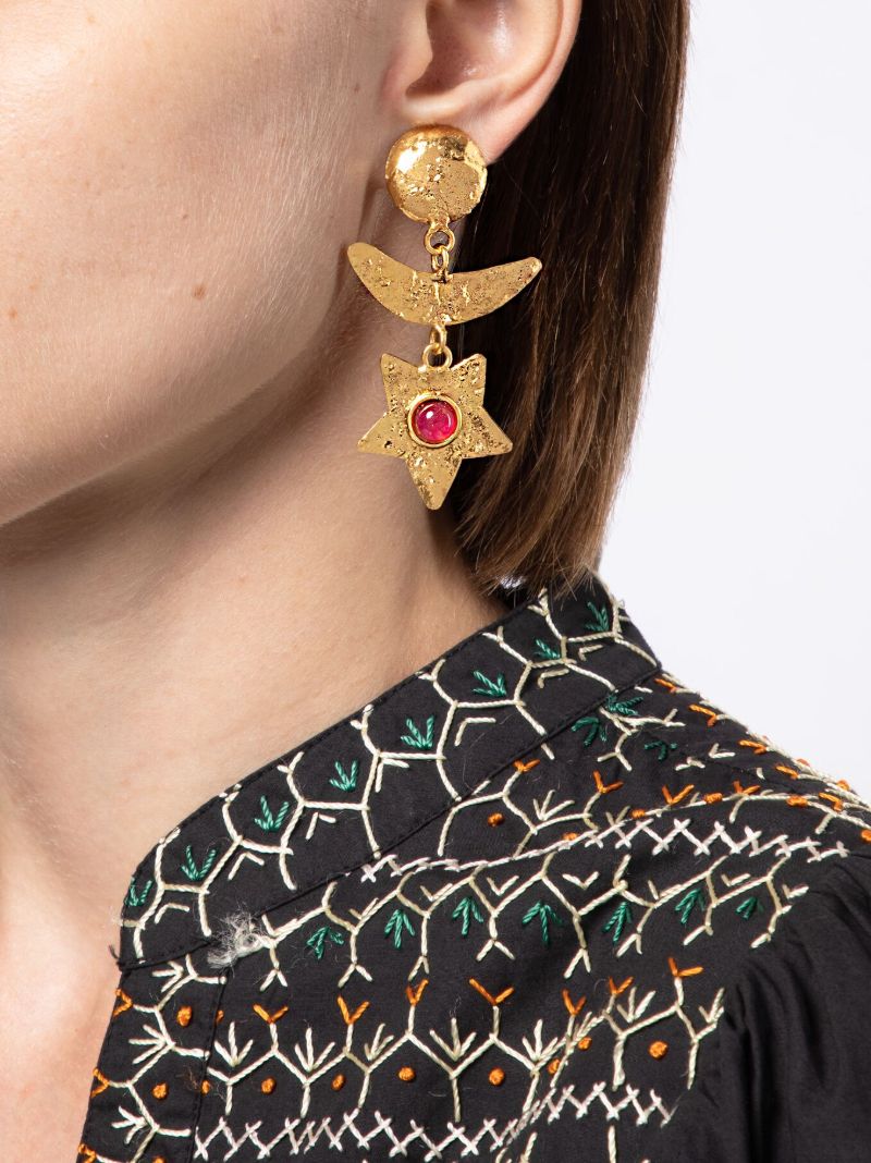 Gold-plated Moon Heart Star Drop Earrings
