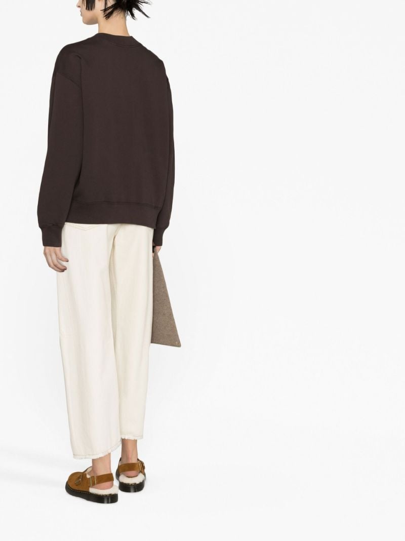 Brown V-neck Cotton Sweatshirt