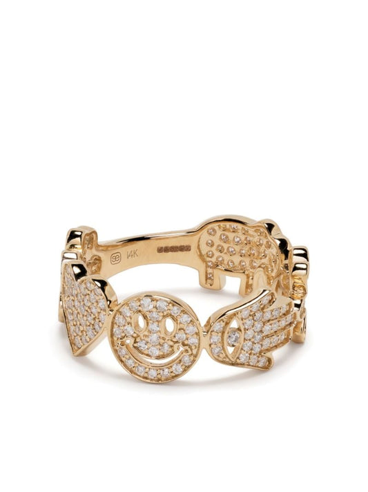 14k Yellow Gold Icon Diamond PavÃ_x0083_Â© Ring