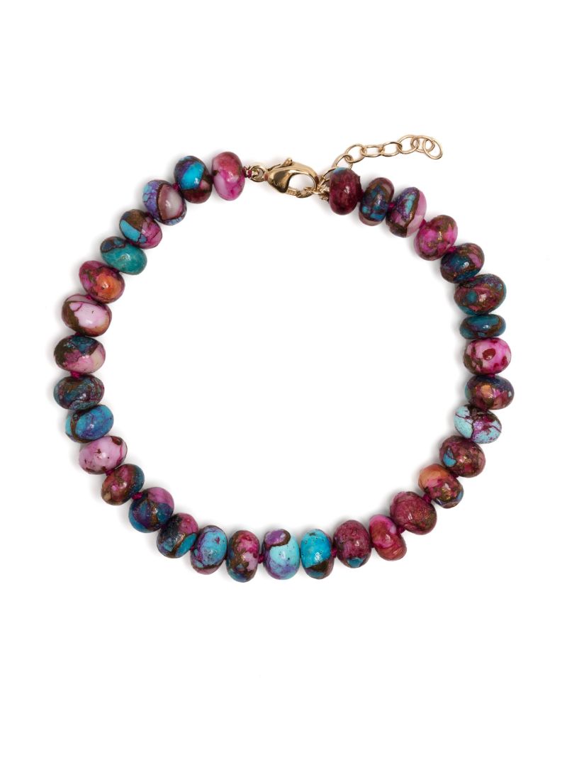 14k Yellow Gold Dahlia Turquoise Bead Bracelet