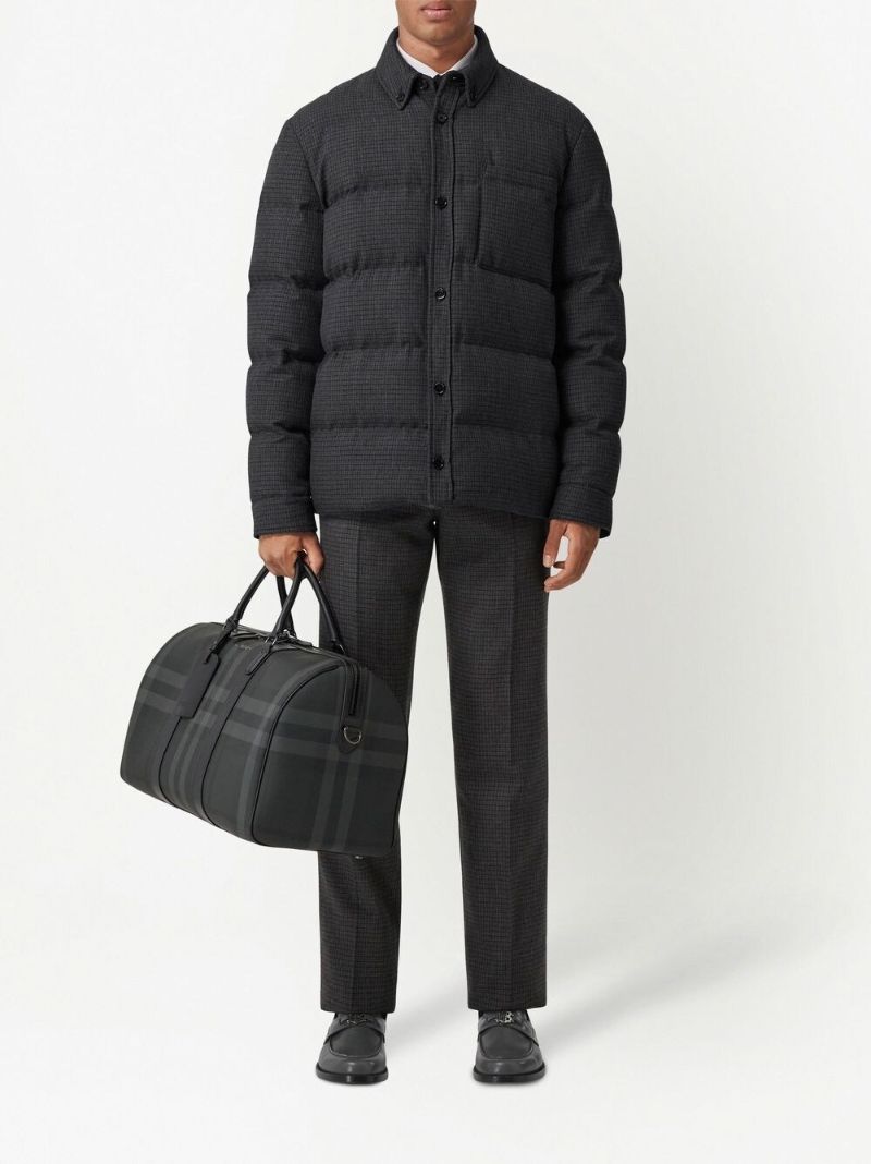 Grey Check Pattern Holdall Bag