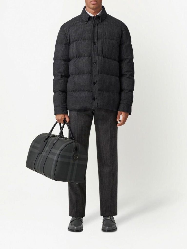 Grey Check Pattern Holdall Bag