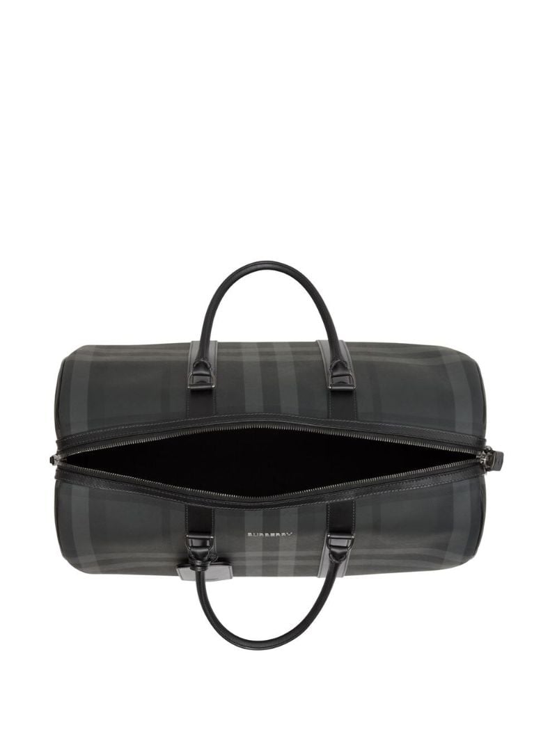 Grey Check Pattern Holdall Bag
